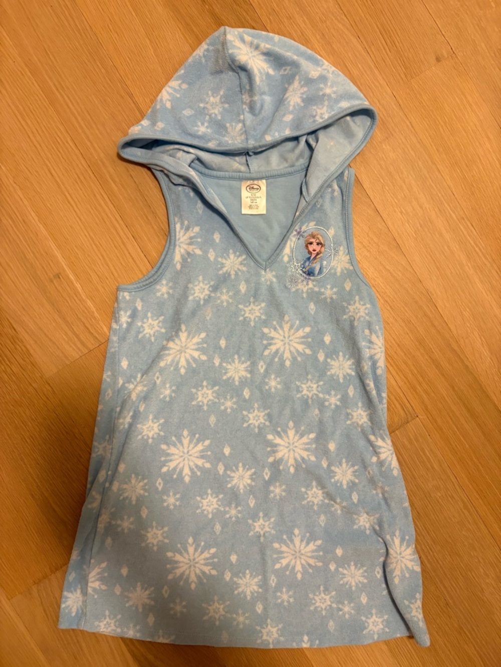 Disney Blue Hooded Snowflake Terry Swim Coverup with hood with Elsa Patch